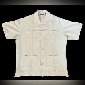 Cubavera Mens, Short Sleeve Shirt, Khaki, Button Down, Sz. L